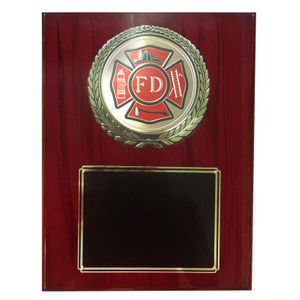 9 X 12 INCH FIRE DEPT. PIANO FINISH CHERRY BOARD PLAQUE