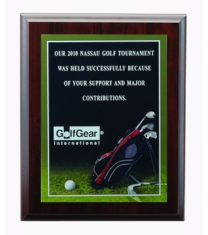 9 X 12 INCH GOLF  PHOTO SPORTS PLAQUE WITH LASER ENGRAVED PLATE