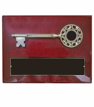 9 x 12 INCH KEY TO THE CITY PLAQUE ANTIQUE BRASS KEY