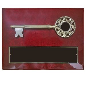 9 x 12 INCH KEY TO THE CITY PLAQUE ANTIQUE BRASS KEY