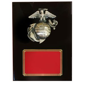 9 X 12 INCH U.S. MARINE CORPS PIANO FINISH BLACK BOARD PLAQUE