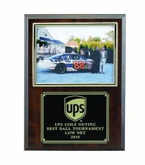 9 X 12 INCH PHOTO PLAQUE GENUINE WALNUT HOLDS 5X7 PHOTO