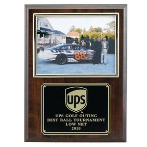 9 X 12 INCH PHOTO PLAQUE GENUINE WALNUT HOLDS 5X7 PHOTO