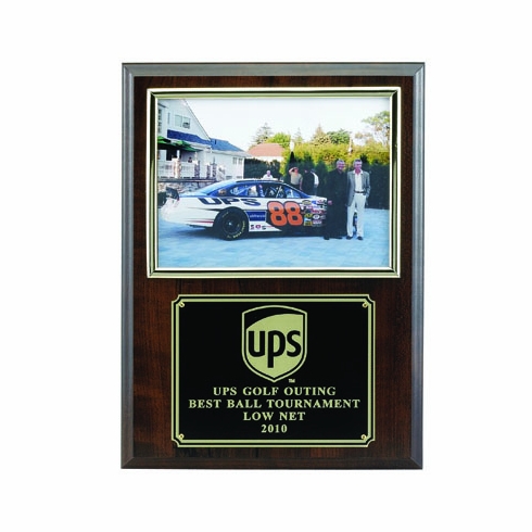 9 X 12 INCH PHOTO PLAQUE GENUINE WALNUT HOLDS 5X7 PHOTO