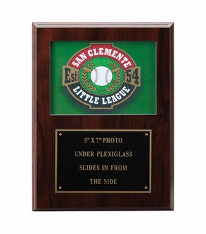 9 X 12 INCH PHOTO PLAQUE WALNUT FINISH HOLDS 5X7 PHOTO