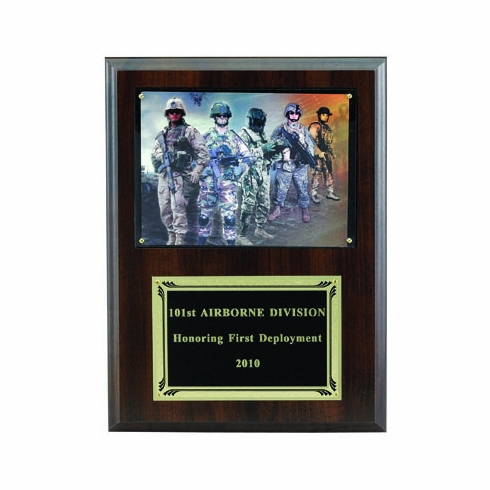 9 X 12 INCH PHOTO PLAQUE WALNUT FINISH HOLDS 5X7 PHOTO