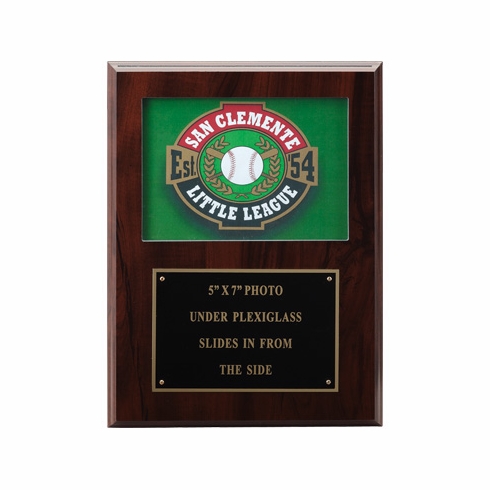 9 X 12 INCH PHOTO PLAQUE WALNUT FINISH HOLDS 5X7 PHOTO