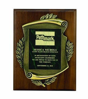 9 X 12 INCH PLAQUE WITH CAST ANTIQUE BRASS FRAME - MULTIPLE PLATE COLORS