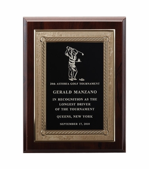 9 X 12 INCH PLAQUE WITH EMBOSSED SCREENED BLACK PLATE