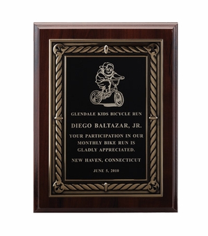9 X 12 INCH PLAQUE WITH EMBOSSED SCREENED BLACK PLATE