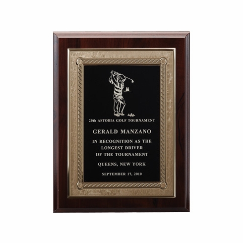 9 X 12 INCH PLAQUE WITH EMBOSSED SCREENED BLACK PLATE