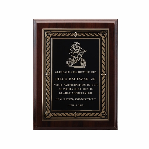 9 X 12 INCH PLAQUE WITH EMBOSSED SCREENED BLACK PLATE