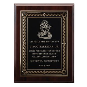 9 X 12 INCH PLAQUE WITH EMBOSSED SCREENED BLACK PLATE