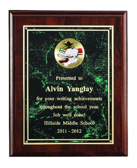 9 X 12 INCH PLAQUE WITH MARBLEIZED PLATE TAKES INSERT