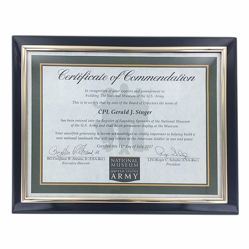 9 X 12 INCH PREMIUM PIANO FINISH EBONY CERTIFICATE PLAQUE GOLD PLEXIGLASS BORDER