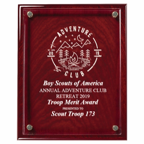 9 x 12 INCH ROSEWOOD PIANO FINISH FLOATING ACRYLIC PLAQUE