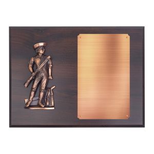 9 X 12 INCH WALNUT PLAQUE WITH COPPER MINUTEMAN AND ENGRAVING PLATE
