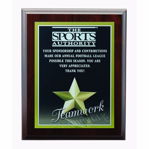 9 X 12 INCH TEAMWORK PHOTO SPORTS PLAQUE WITH LASER ENGRAVED PLATE
