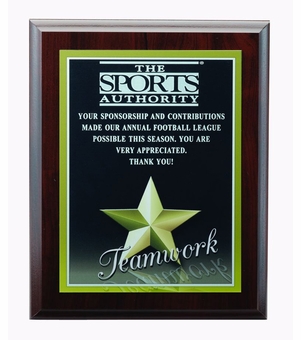 9 X 12 INCH TEAMWORK PHOTO SPORTS PLAQUE WITH LASER ENGRAVED PLATE