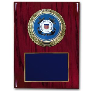 9 X 12 INCH U.S. COAST GUARD PLAQUE WITH 4 INCH EMBOSSED MEDALLION