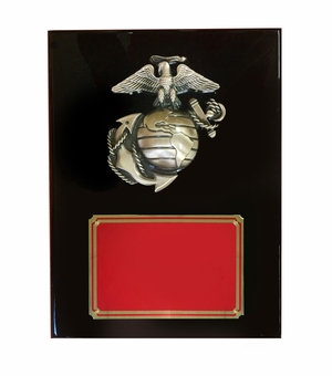 9 X 12 INCH U.S. MARINE CORPS PIANO FINISH BLACK BOARD PLAQUE