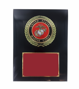 9 X 12 INCH U.S. MARINE CORPS PLAQUE WITH 4 INCH EMBOSSED MEDALLION