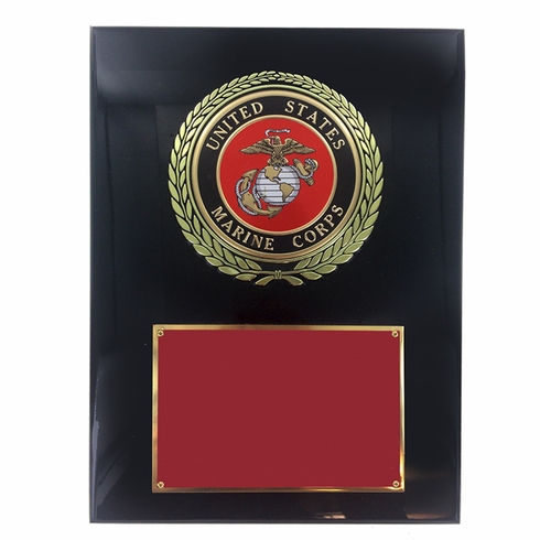 9 X 12 INCH U.S. MARINE CORPS PLAQUE WITH 4 INCH EMBOSSED MEDALLION
