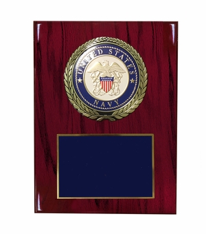 9 X 12 INCH U.S. NAVY PLAQUE WITH 4 INCH EMBOSSED MEDALLION