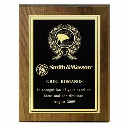 9 X 12 INCH WALNUT FINISH PLAQUE TAKES 2 INCH INSERT