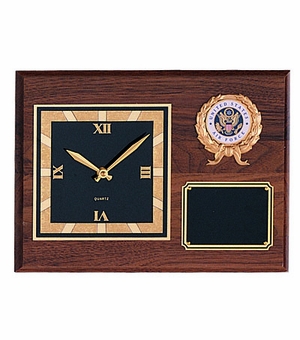 9 X 12 INCH WALNUT PLAQUE CLOCK, TAKES 2 INCH INSERT