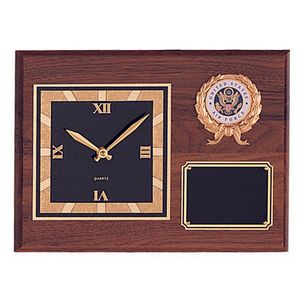 9 X 12 INCH WALNUT PLAQUE CLOCK, TAKES 2 INCH INSERT