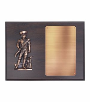 9 X 12 INCH WALNUT PLAQUE WITH COPPER MINUTEMAN AND ENGRAVING PLATE