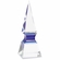9 x 3-1/4 INCH OPTICAL CRYSTAL BLUE RISER OBELISK AWARD