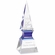 9 x 3-1/4 INCH OPTICAL CRYSTAL BLUE RISER OBELISK AWARD