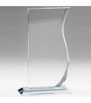 9 X 5-1/2 INCH OPTICAL CRYSTAL WAVE AWARD 