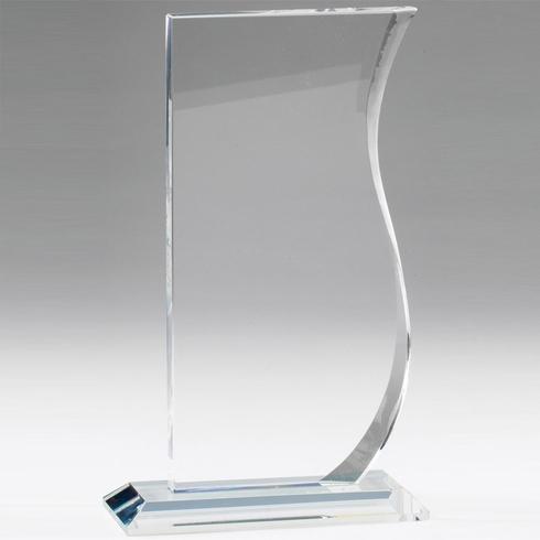 9 X 5-1/2 INCH OPTICAL CRYSTAL WAVE AWARD 