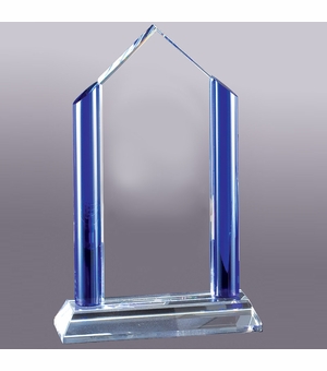 9 X 6 INCH BLUE PEAK OPTICAL CRYSTAL SHAPE WITH BLUE TRIM