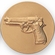 2-Inch in Diameter Round Stamped Metal Pistol Themed Insert in Multiple Colors