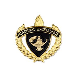 1 INCH WREATH WITH LAMP OF LEARNING ACADEMIC EXCELLENCE LAPEL PIN