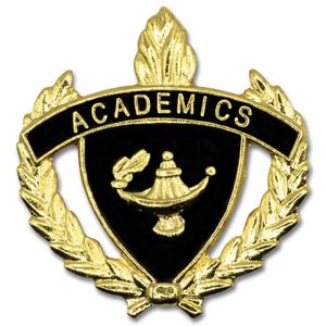 1 INCH WREATH WITH LAMP OF LEARNING ACADEMICS LAPEL PIN