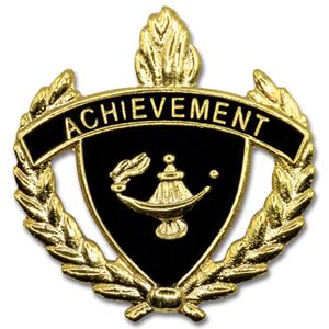 1 INCH WREATH WITH LAMP OF LEARNING ACHIEVEMENT LAPEL PIN