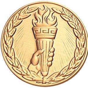 2-Inch in Diameter Round Metal Achievement Torch Stamped Insert in Gold