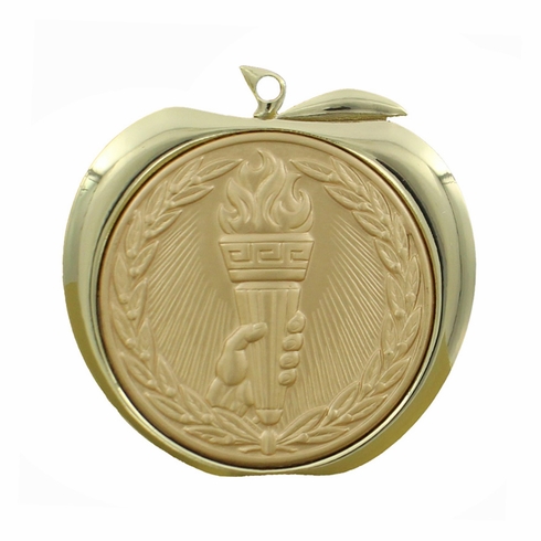 2 Inch Achievement Themed Apple Medal in Gold, Silver, or Bronze