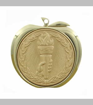 2 Inch Achievement Themed Apple Medal in Gold, Silver, or Bronze