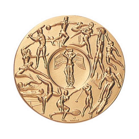 2-Inch in Diameter Round Metal Womens Sports Themed Stamped Insert in Multiple Colors