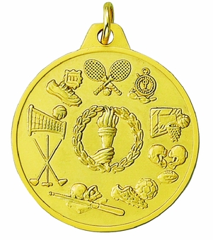 1-1/2 Inch General Sports Medal in Gold with Customizable Back