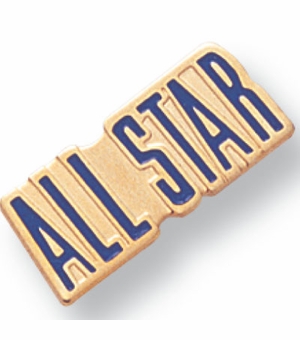1/4 Inch in Height Enameled 'All Star' Pin in Gold