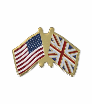 9/16 Inch American-British Flag Pin in Gold