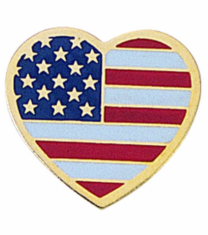 AMERICAN FLAG HEART SHAPED PIN