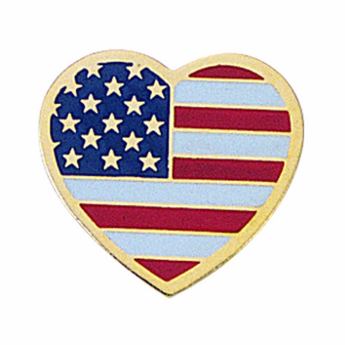 AMERICAN FLAG HEART SHAPED PIN
